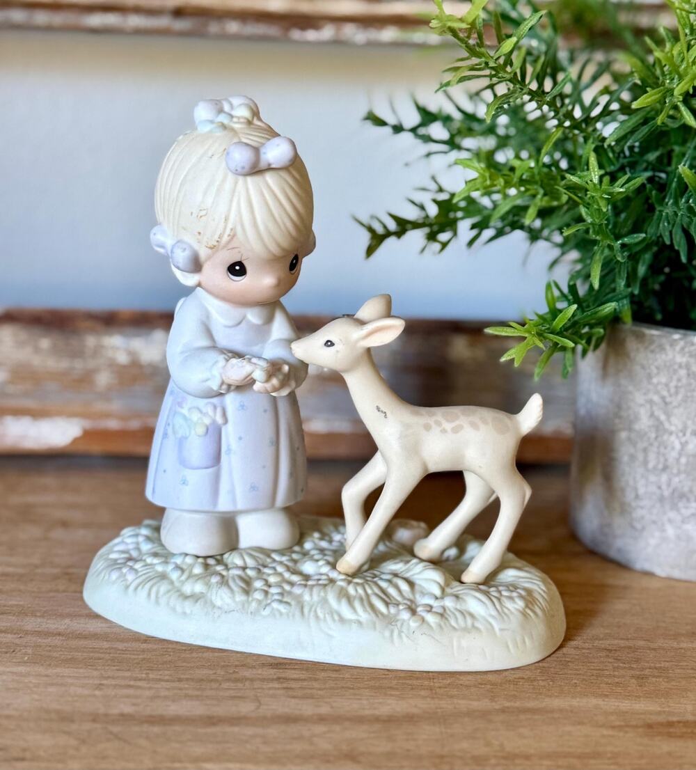 Precious Moments To My Deer Friend | 1986 Enesco Girl & Fawn Figurine 100048